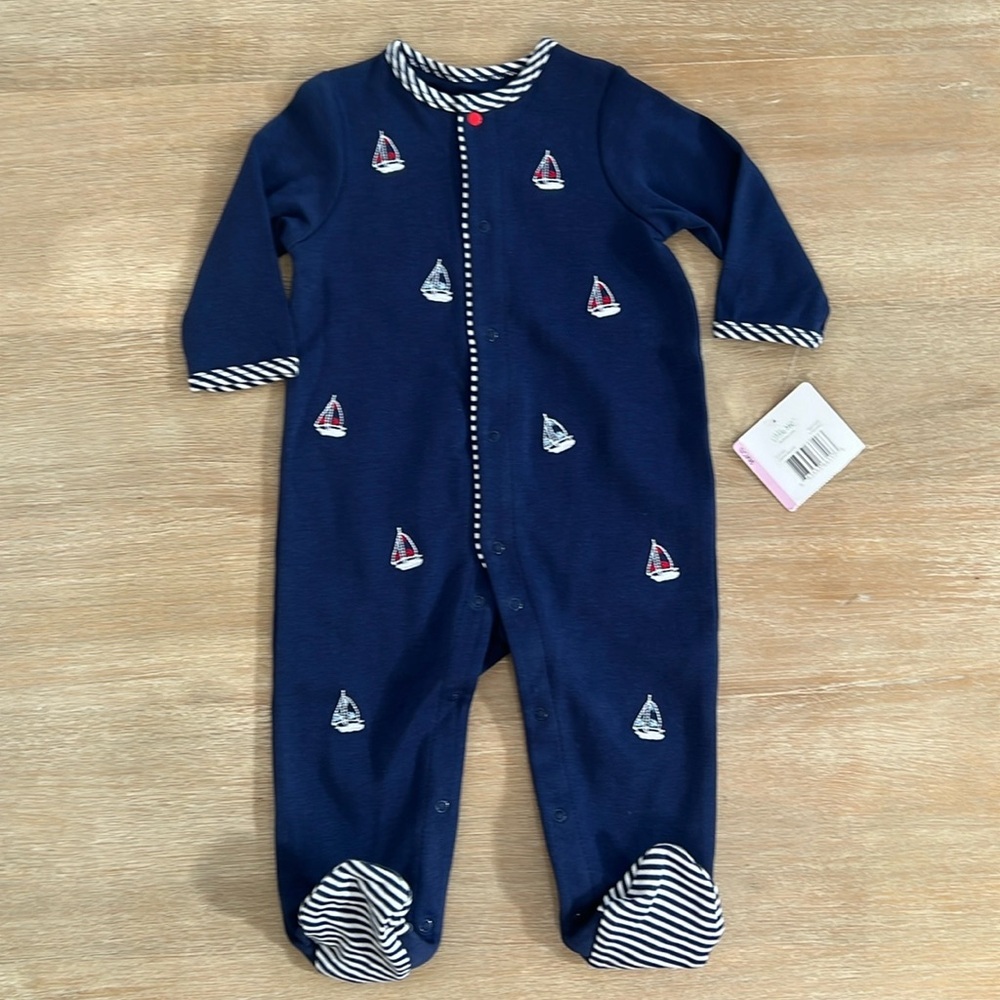 Little Me Baby Boy Nautical Sailboats Footie 9 months